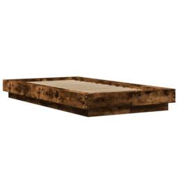Berkfield Home Bed Frame with LED Lights without Mattress Smoked Oak 90x190cm in Brown - Size: 90x190 cm - thumbnail 3