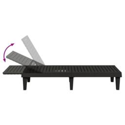 Berkfield Home Sun Lounger Black 155x58x83 cm Polypropylene - Size: 155 x 58 x 83 cm - thumbnail 6