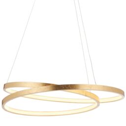Loops LED Ceiling Pendant Light 33W Warm White Gold Leaf Infinity Feature Strip Lamp - thumbnail 1