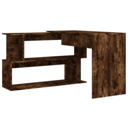 Berkfield Home Corner Desk Smoked Oak 200x50x76 cm Engineered Wood in Brown - Size: 200 x 50 x 76 cm - thumbnail 6