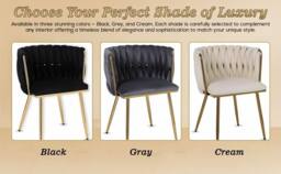 Hygrad Built to Survive Set of 2 x Luxury Velvet/Metal Upholstered Seat Woven Dining Chairs in Cream - thumbnail 5
