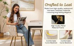 Hygrad Built to Survive Set of 2 x Luxury Velvet/Metal Upholstered Seat Woven Dining Chairs in Cream - thumbnail 6