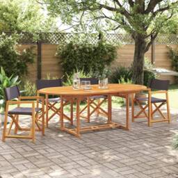 Berkfield Home 4 Piece Folding Garden Chairs Dark Grey Fabric - thumbnail 1