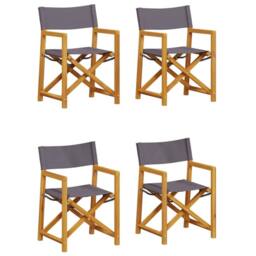 Berkfield Home 4 Piece Folding Garden Chairs Dark Grey Fabric - thumbnail 2