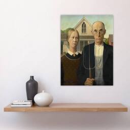 "Artery8 American Gothic Farmers Portrait Grant Wood Wall Art Poster Print - Size: W18"" x H24""" - thumbnail 4