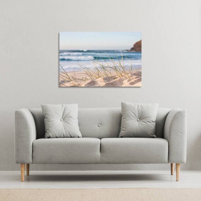 Benjamin Tate Design dune grass in Australia with turquoise surf waves of the pacific ocean (Canvas Print) / 152 x 101 x 4cm - Size: 152 x 101 x 4 cm - image 1