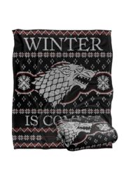 Game Of Thrones Blanket, 152x127 cm Winter is Coming Ugly Christmas Sweater Silky Touch Super Soft Throw Blanket in White - thumbnail 2