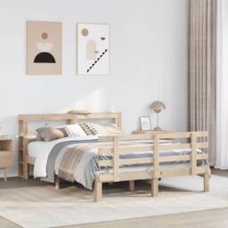 Berkfield Home Bed Frame with Headboard without Mattress 140x190 cm in Brown - thumbnail 2
