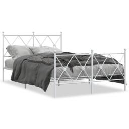 Berkfield Home Metal Bed Frame without Mattress with Footboard White 120x190cm - Size: 120x190 cm - thumbnail 3