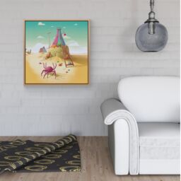 Warren Reed - Designer Crab On A Beach Holiday Framed Canvas in Light Brown - Size: w40 inch x h40 inch - thumbnail 2