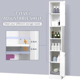 Wyld Haus Sokana Tall Freestanding Bathroom Cabinet Mirror Shelves White - thumbnail 9