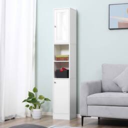 Wyld Haus Sokana Tall Freestanding Bathroom Cabinet Mirror Shelves White - thumbnail 5