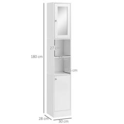 Wyld Haus Sokana Tall Freestanding Bathroom Cabinet Mirror Shelves White - thumbnail 4