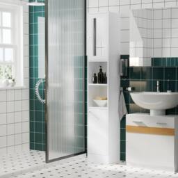 Wyld Haus Sokana Tall Freestanding Bathroom Cabinet Mirror Shelves White - thumbnail 6