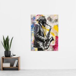 "Artery8 Old Saxophone Player Portrait Street Art Graffiti Wall Art Print - Size: W18"" x H24""" - thumbnail 4
