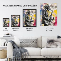 "Artery8 Old Saxophone Player Portrait Street Art Graffiti Wall Art Print - Size: W18"" x H24""" - thumbnail 3