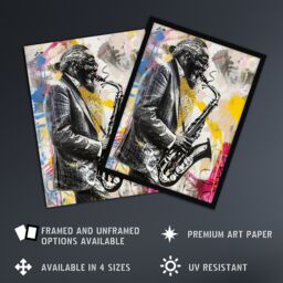 "Artery8 Old Saxophone Player Portrait Street Art Graffiti Wall Art Print - Size: W18"" x H24""" - thumbnail 2
