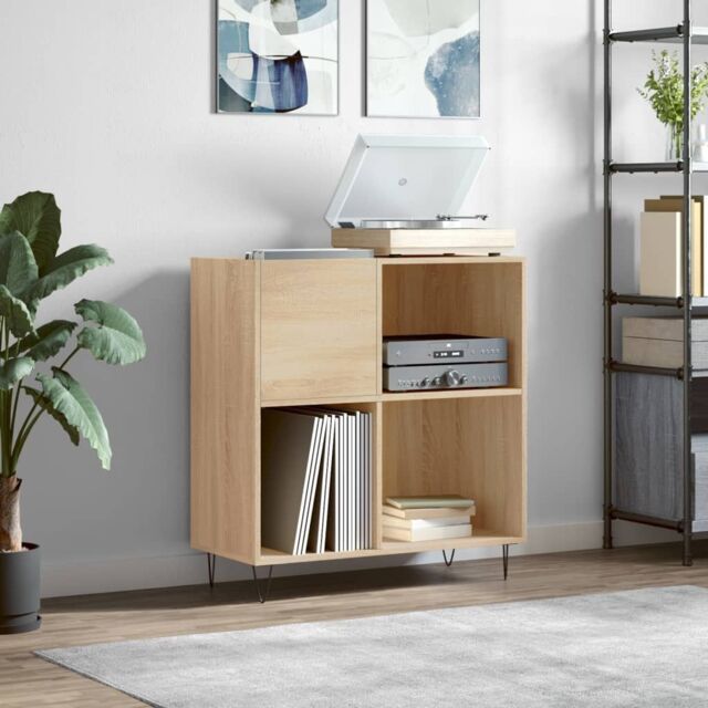 Berkfield Home Record Cabinet Sonoma Oak 84.5x38x89 cm Engineered Wood in Brown - image 1