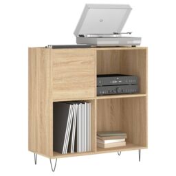 Berkfield Home Record Cabinet Sonoma Oak 84.5x38x89 cm Engineered Wood in Brown - thumbnail 3