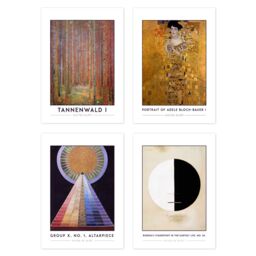 Artery8 Wall Art Print Classic Paintings Klimt Tannenwald Adele Bloch-Bauer Hilma Af Klint Altarpiece Buddhas Standpoint A4 Poster Pack of 4 Wall Art - thumbnail 1