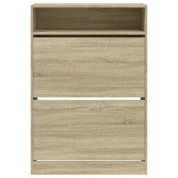 Berkfield Home Shoe Cabinet with 2 Flip-Drawers Sonoma Oak 80x34x116 cm in Brown - Size: 80 x 34 x 116 cm - thumbnail 6