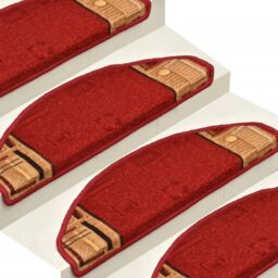 Berkfield Home Self-adhesive Stair Mats 15 pcs Red 65x21x4 cm - Size: Medium - thumbnail 4
