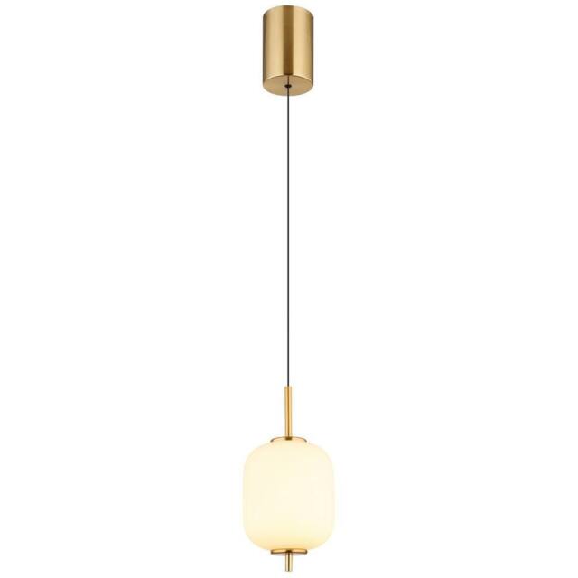 Netlighting Ewald Globe Pendant Brass Coloured Opal Glass Shade LED 3000K in Yellow - image 1