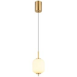 Netlighting Ewald Globe Pendant Brass Coloured Opal Glass Shade LED 3000K in Yellow - thumbnail 1