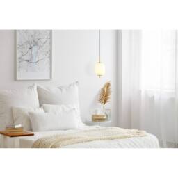 Netlighting Ewald Globe Pendant Brass Coloured Opal Glass Shade LED 3000K in Yellow - thumbnail 3