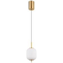 Netlighting Ewald Globe Pendant Brass Coloured Opal Glass Shade LED 3000K in Yellow - thumbnail 2