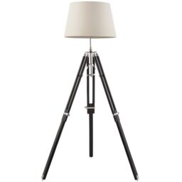 Loops Adjustable Tripod Floor Lamp Dark Wood Standing Height Living Room Light Base - thumbnail 4