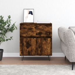 Berkfield Home Sideboard Smoked Oak 60x35x70 cm Engineered Wood in Brown - Size: 60 x 35 x 70 cm - thumbnail 1