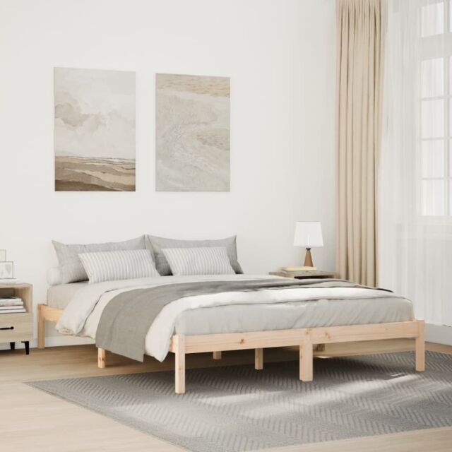 Berkfield Home Extra Long Bed Frame without Mattress 140x220 cm Solid Wood Pine in Brown - image 1