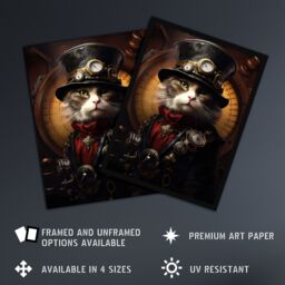 Artery8 Sir Henry Trumpington III Steampunk Sea Cat Captain Fun Artwork Large Wall Unframed Art Poster Print Thick Paper 18X24 Inch - thumbnail 2