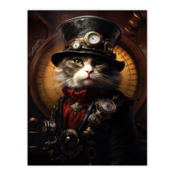 Artery8 Sir Henry Trumpington III Steampunk Sea Cat Captain Fun Artwork Large Wall Unframed Art Poster Print Thick Paper 18X24 Inch - thumbnail 1