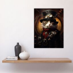 Artery8 Sir Henry Trumpington III Steampunk Sea Cat Captain Fun Artwork Large Wall Unframed Art Poster Print Thick Paper 18X24 Inch - thumbnail 4