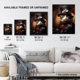 Artery8 Sir Henry Trumpington III Steampunk Sea Cat Captain Fun Artwork Large Wall Unframed Art Poster Print Thick Paper 18X24 Inch - thumbnail 3