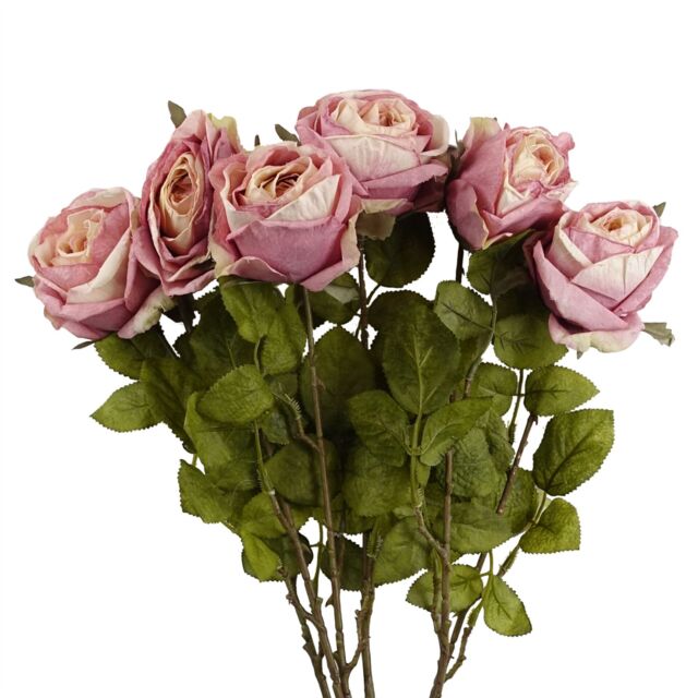 Leaf Pack of 6 x 70cm Artificial Light Pink Rose - Size: 6 x 70 cm - image 1