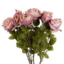 Leaf Pack of 6 x 70cm Artificial Light Pink Rose - Size: 6 x 70 cm - thumbnail 1