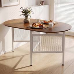 Costway Farmhouse Writing Table 150 CM Folding Dining Table for 6-8 People in Natural - thumbnail 6