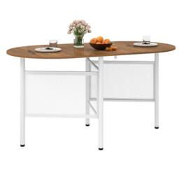 Costway Farmhouse Writing Table 150 CM Folding Dining Table for 6-8 People in Natural - thumbnail 9