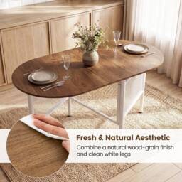 Costway Farmhouse Writing Table 150 CM Folding Dining Table for 6-8 People in Natural - thumbnail 7