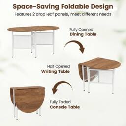 Costway Farmhouse Writing Table 150 CM Folding Dining Table for 6-8 People in Natural - thumbnail 4