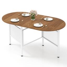 Costway Farmhouse Writing Table 150 CM Folding Dining Table for 6-8 People in Natural - thumbnail 3