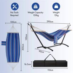 SPETLEK Single Person Hammock With Adjustable Frame Stand - Size: 0.6m2 - thumbnail 2
