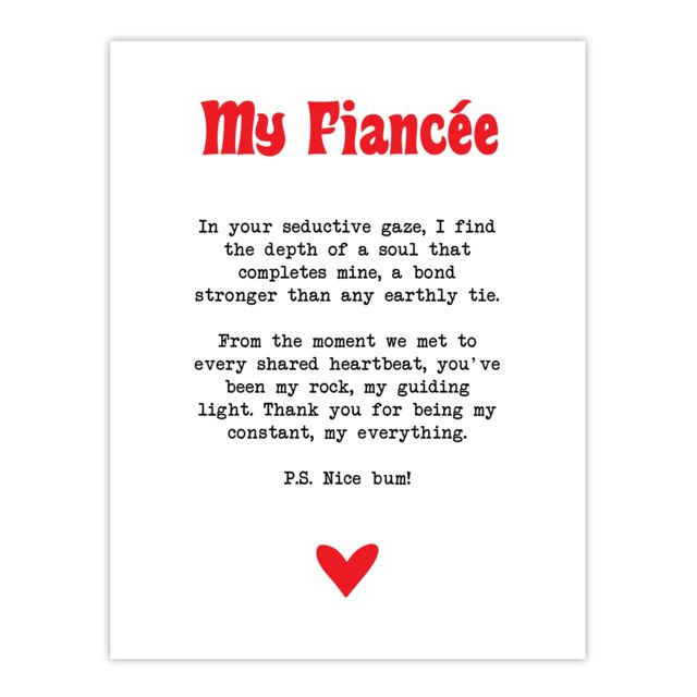 "Artery8 Love Poem My Everything Fiancée Romantic Poetry Wall Art Print in White - Size: W24"" x H32""" - image 1