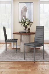 Living and Home 2pcs Armless PU Leather High Back Dining Chairs in Grey