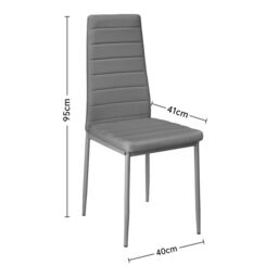 Living and Home 2pcs Armless PU Leather High Back Dining Chairs in Grey - thumbnail 8