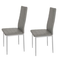Living and Home 2pcs Armless PU Leather High Back Dining Chairs in Grey - thumbnail 5