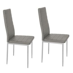 Living and Home 2pcs Armless PU Leather High Back Dining Chairs in Grey - thumbnail 4